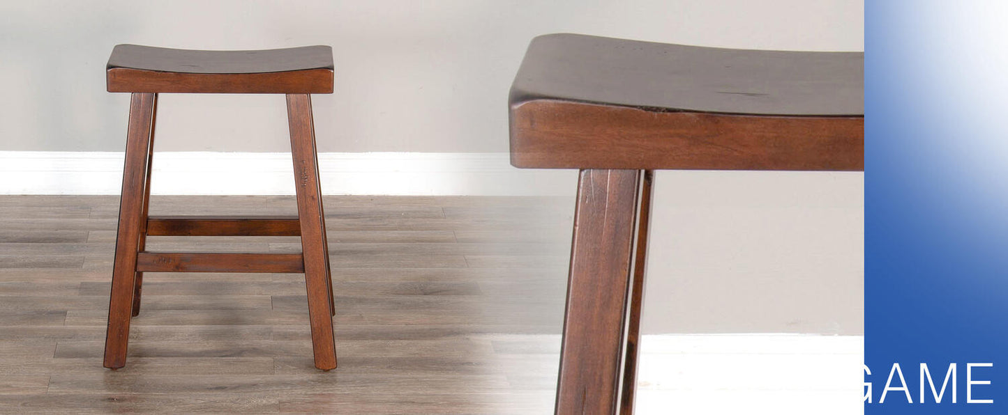 24"H Santa Fe Saddle Seat Stool, Wood Seat