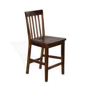 24 H Santa Fe Slatback Barstool w/ Wood Seat