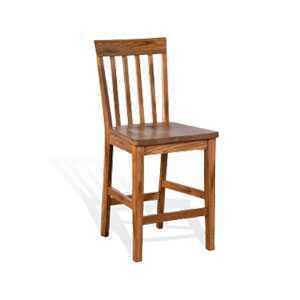 24 H Sedona Slatback Barstool w/ Wood Seat