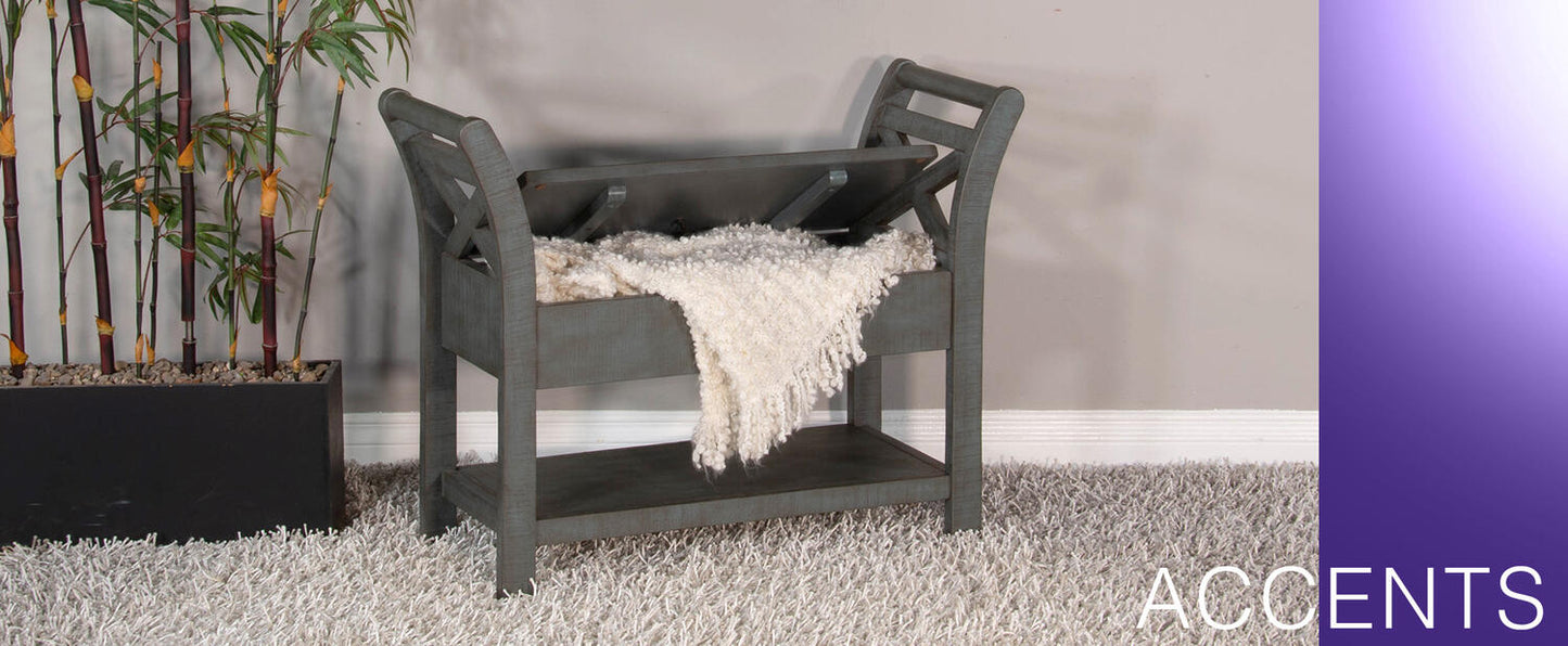Accent Bench w/ Storage, Wood Seat