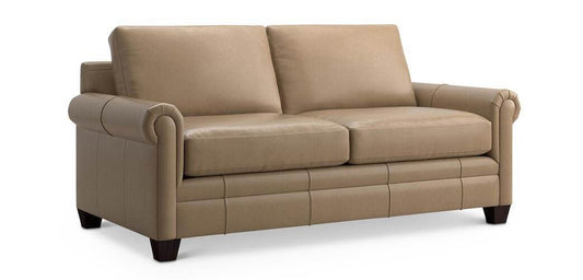 Carolina Leather Panel Arm Studio Sofa