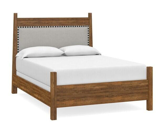 Heritage Maple Queen Upholstered Panel Bed