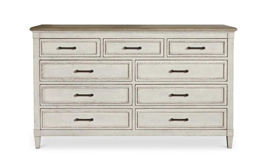 Bella 9 Drawer Wood Top Dresser