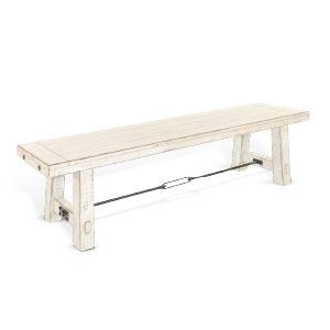64" White Sand Bench w/ Turnbuckle, Wood Seat