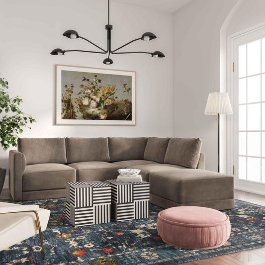 Willow Taupe Modular 5 Piece RAF Sectional