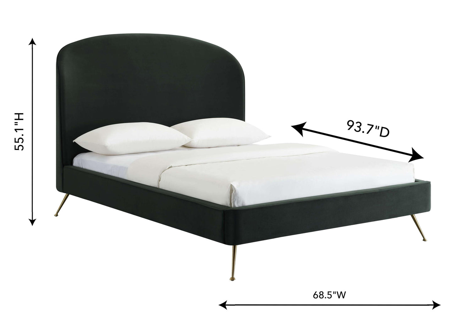Vivi Forest Green Velvet Bed in Queen