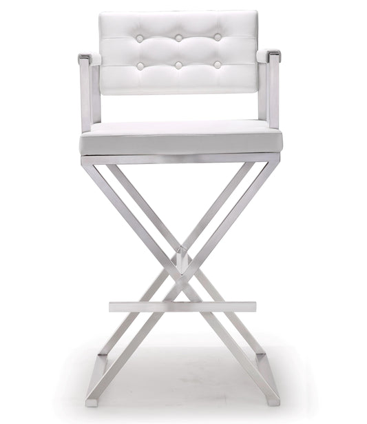 Director White Steel Barstool