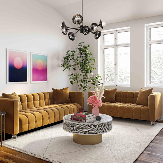 Bea Cognac Velvet Loveseat