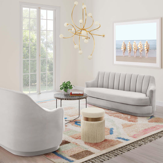 Peyton Light Grey Velvet Loveseat