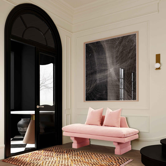 Hyde Salmon Pink Velvet Pedestal Sofa