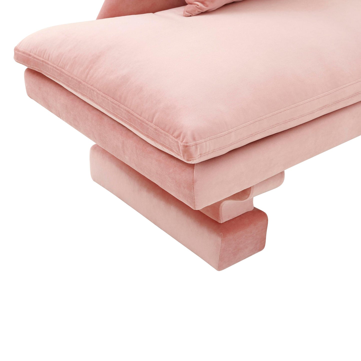 Hyde Salmon Pink Velvet Pedestal Sofa