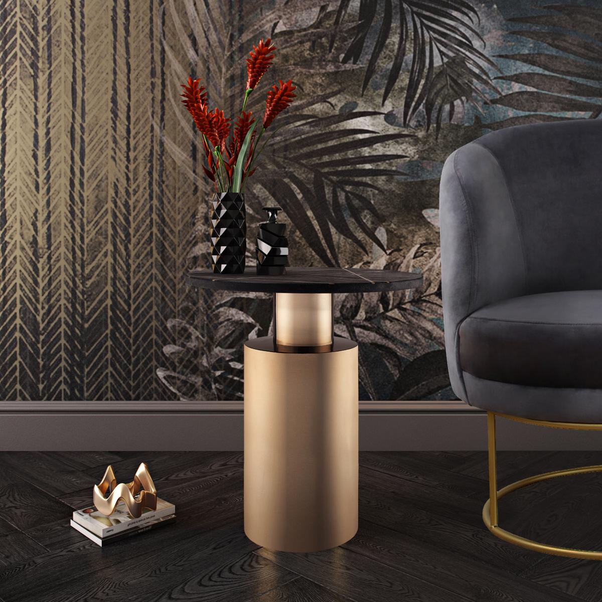 Terzo Black Marble Side Table