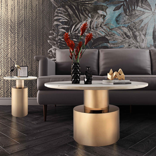 Terzo White Marble Side Table