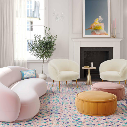 Rylee Mauve Velvet Ottoman