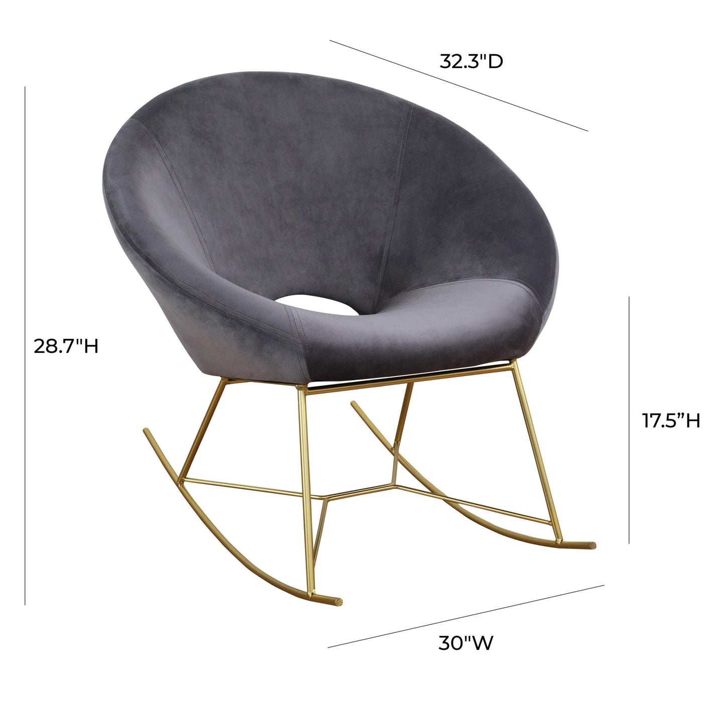 Nolan Grey Velvet Rocking Chair