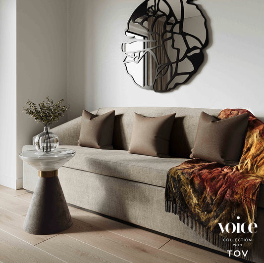 Abreeyah Beige Velvet Sofa