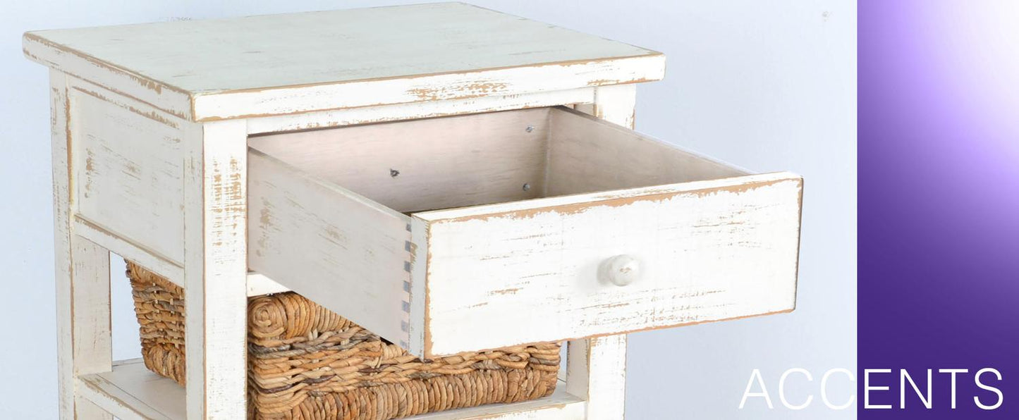 White Sand Storage Table