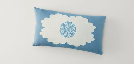Augusta Blue+Ivory Pillow Cover