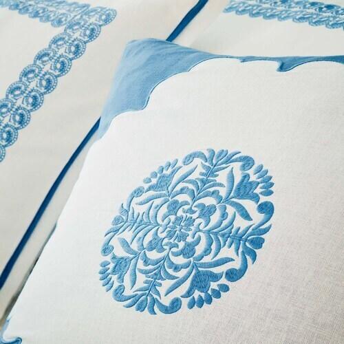 Augusta Ivory/Blue Pillow Cover + Insert
