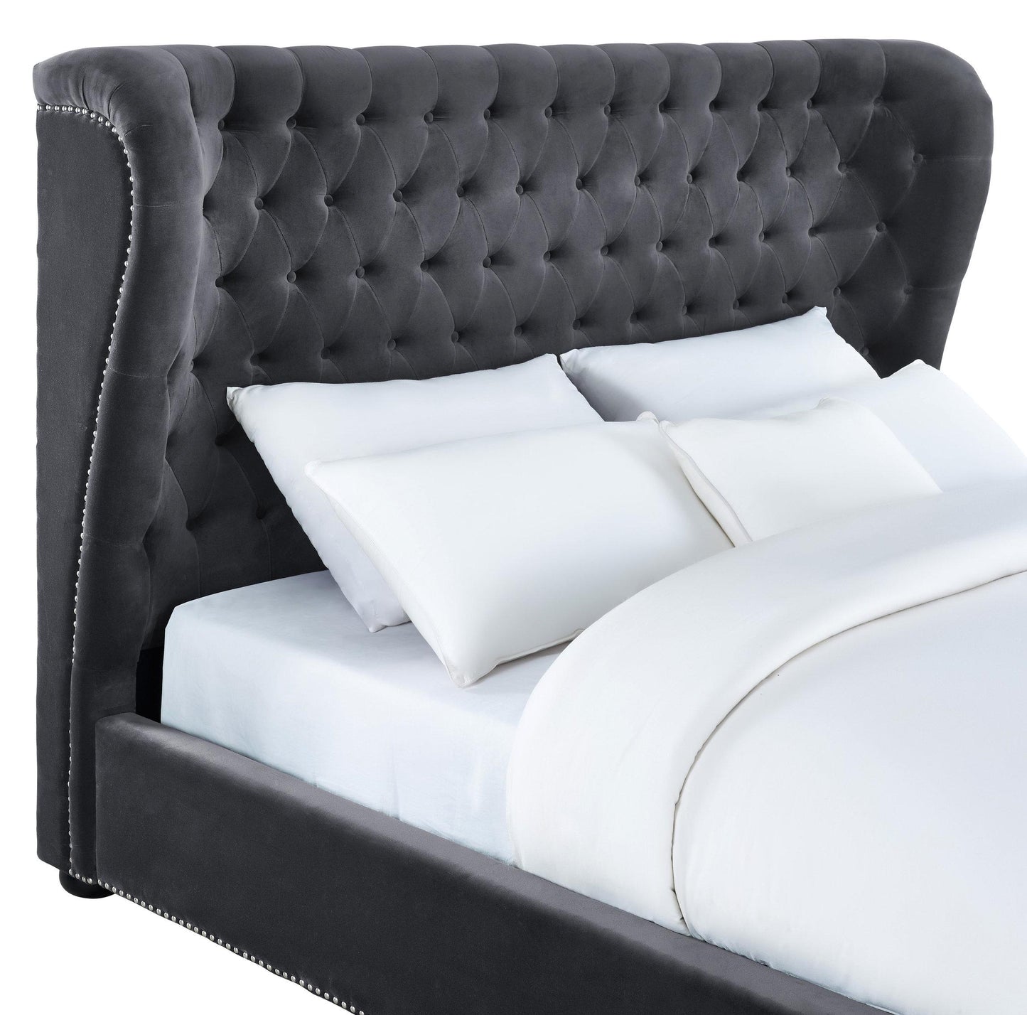 Finley Grey Velvet Bed in King