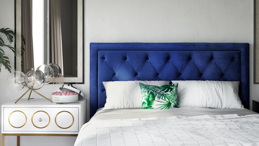Nacht Queen Headboard in Navy Velvet