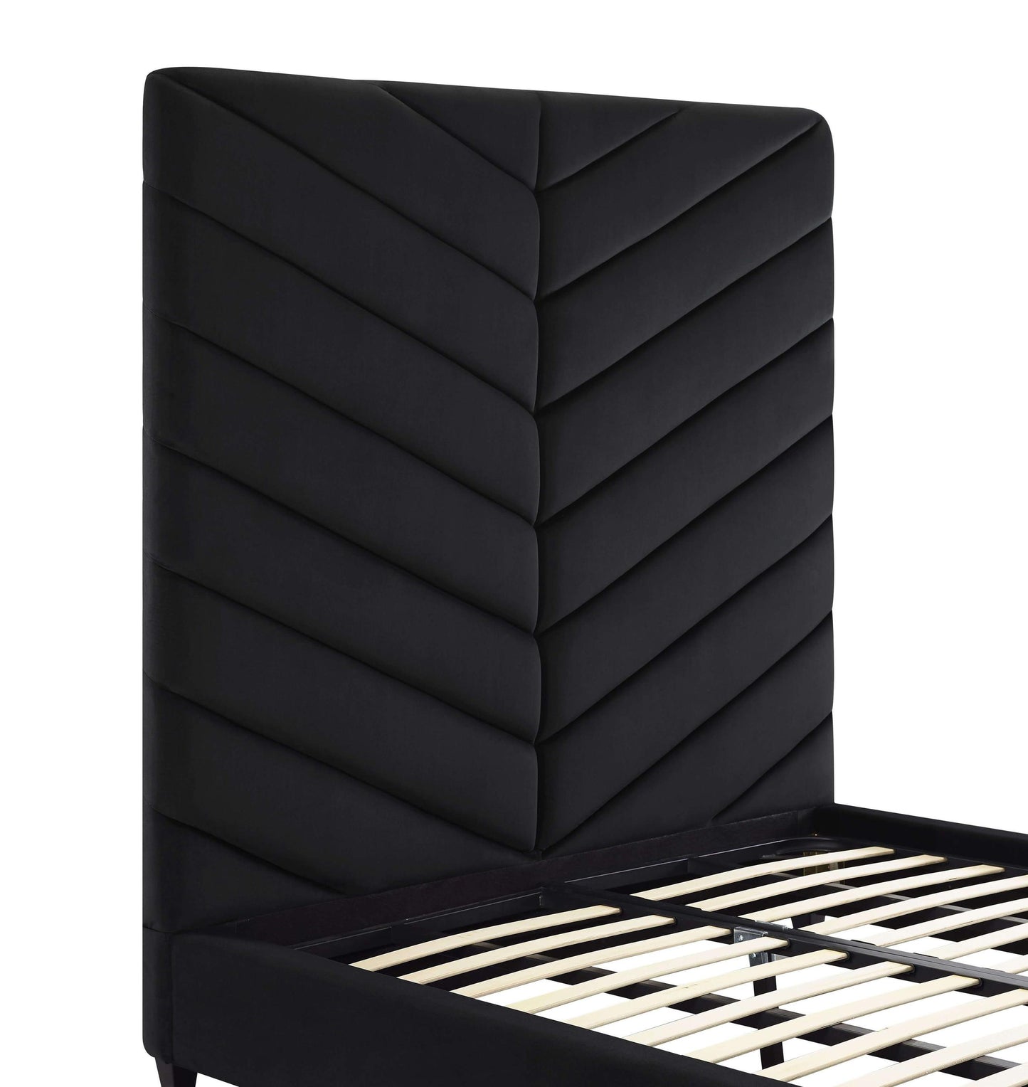 Javan Black Velvet Bed in King