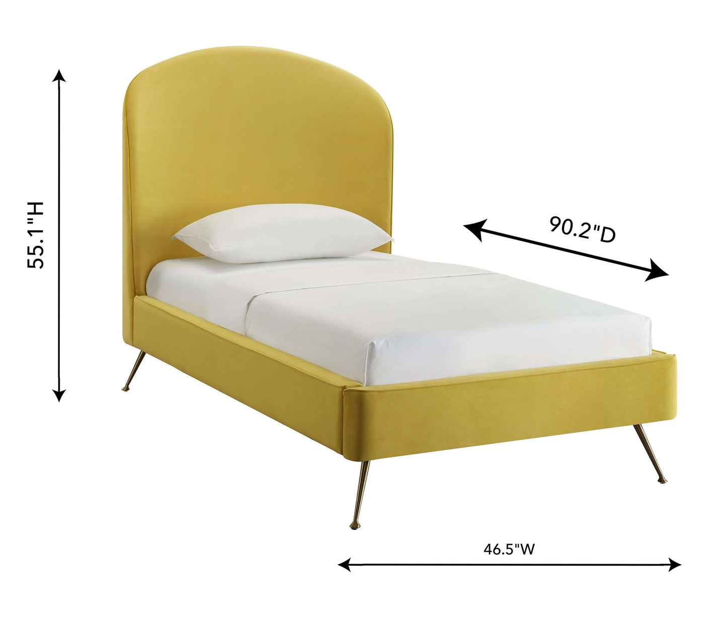 Vivi Burnt Gold Velvet Bed in Twin