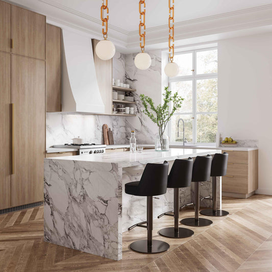 Gala Black Vegan Leather Adjustable Stool