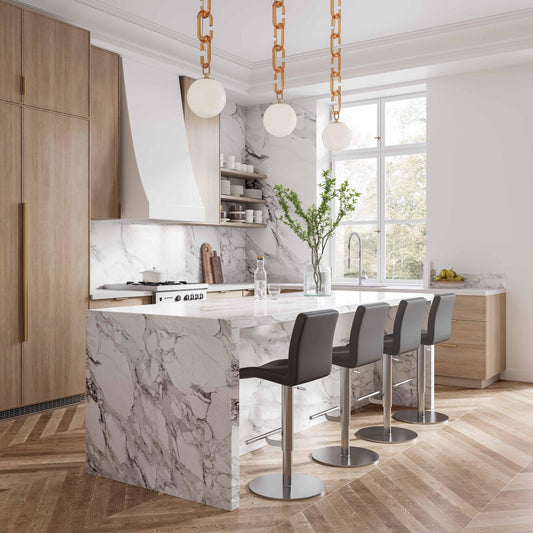 Paddy Dark Grey Vegan Leather Adjustable Stool