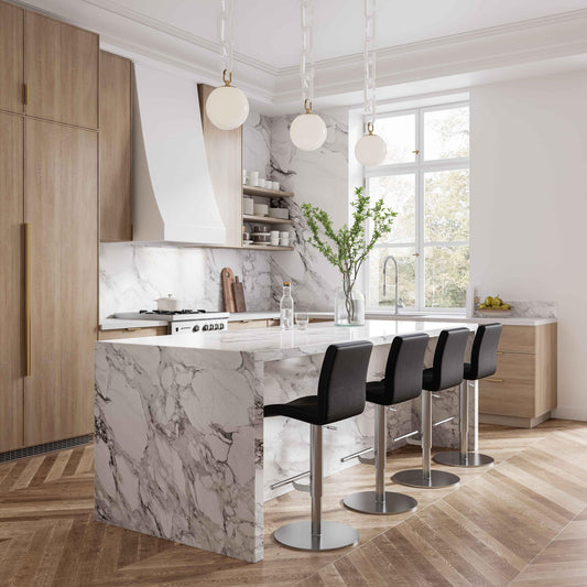 Paddy Black Vegan Leather Adjustable Stool