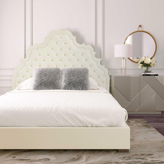 Carolina Cream Velvet Bed in King by Inspire Me! Home Decor