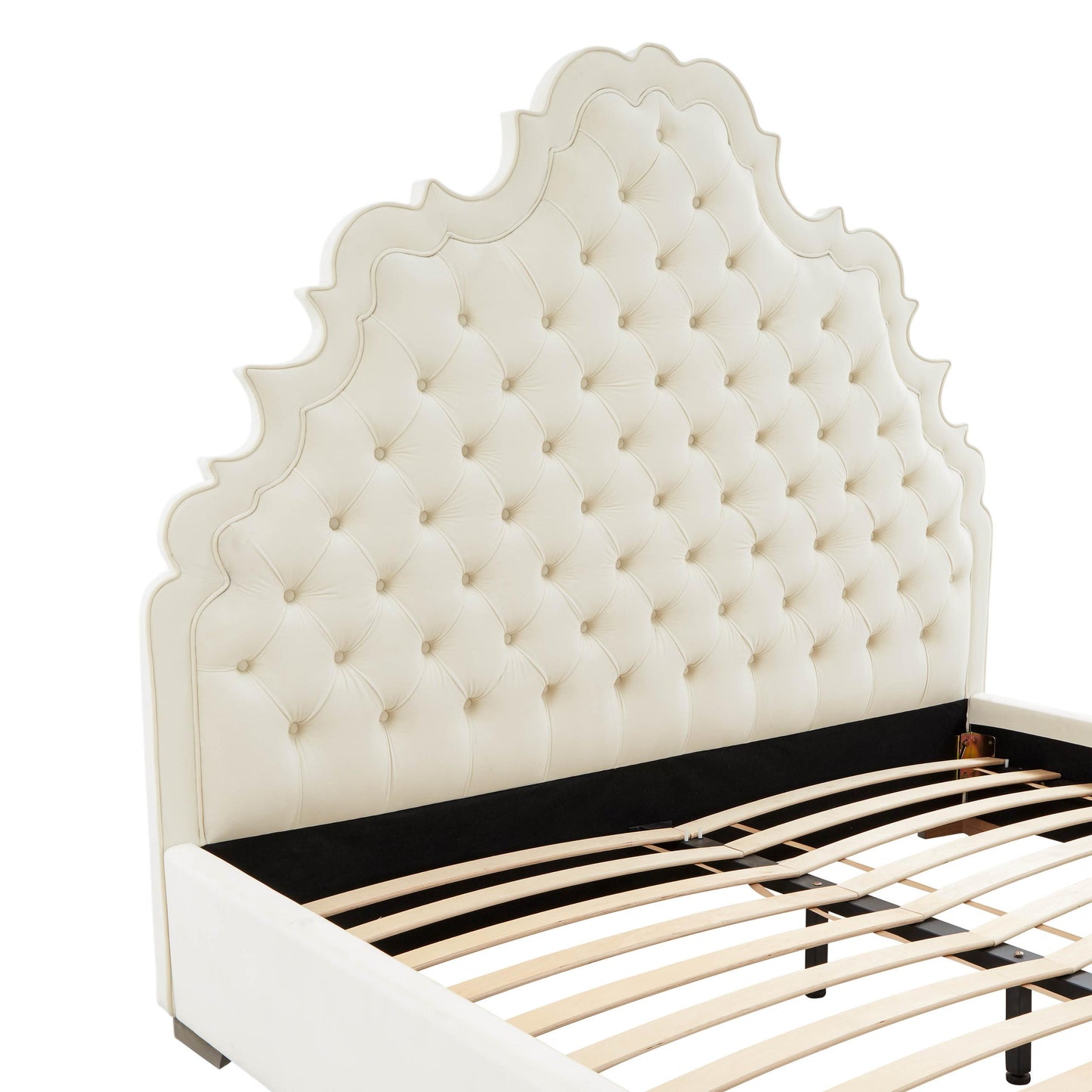Carolina Cream Velvet Bed in King by Inspire Me! Home Decor