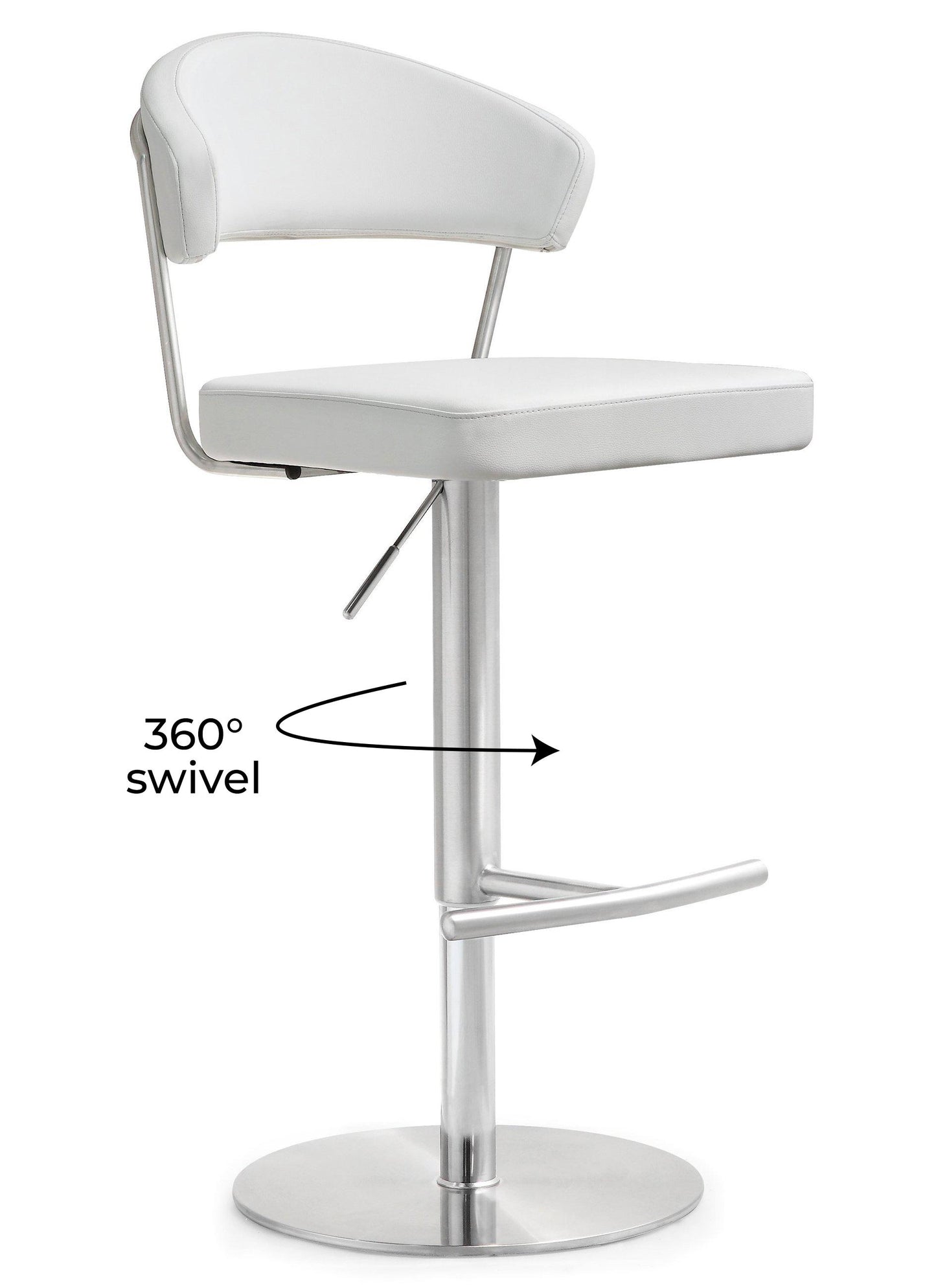 Cosmo White Steel Adjustable Barstool