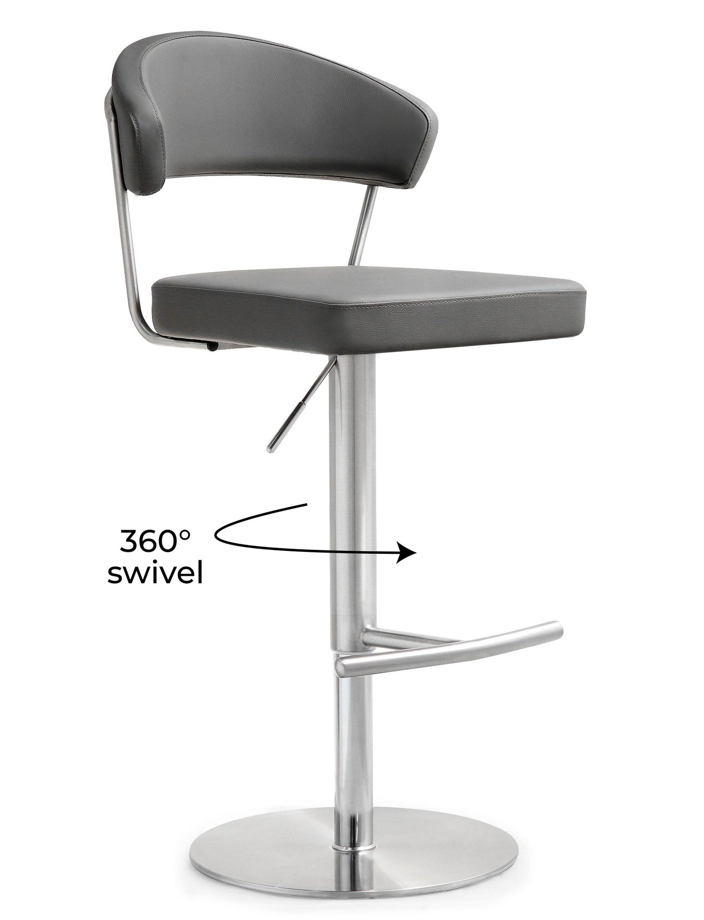 Cosmo Grey Steel Adjustable Barstool