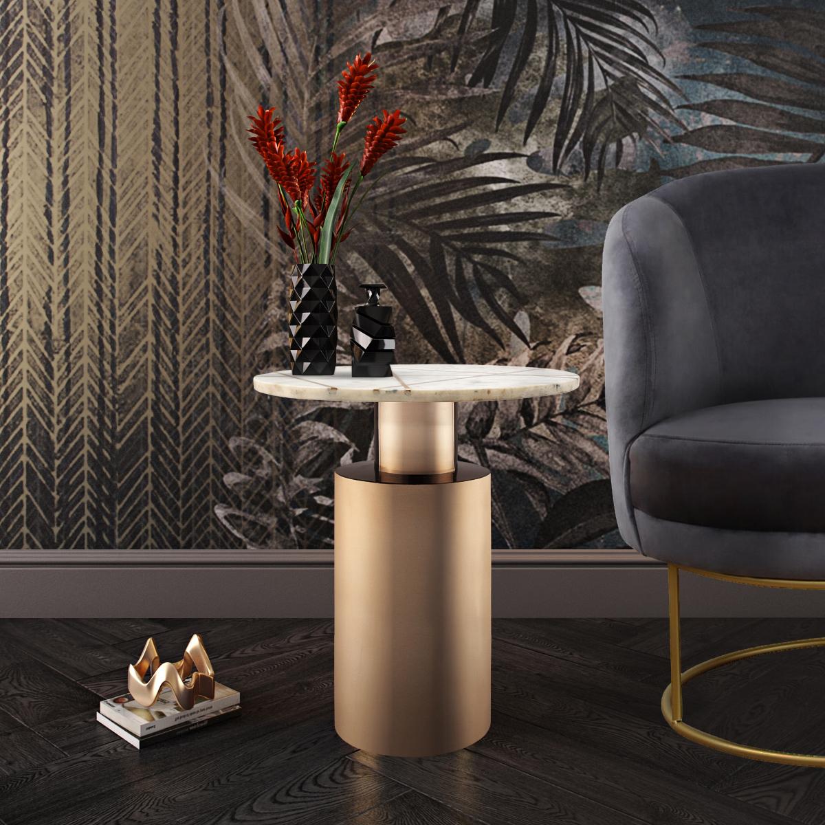 Terzo White Marble Side Table