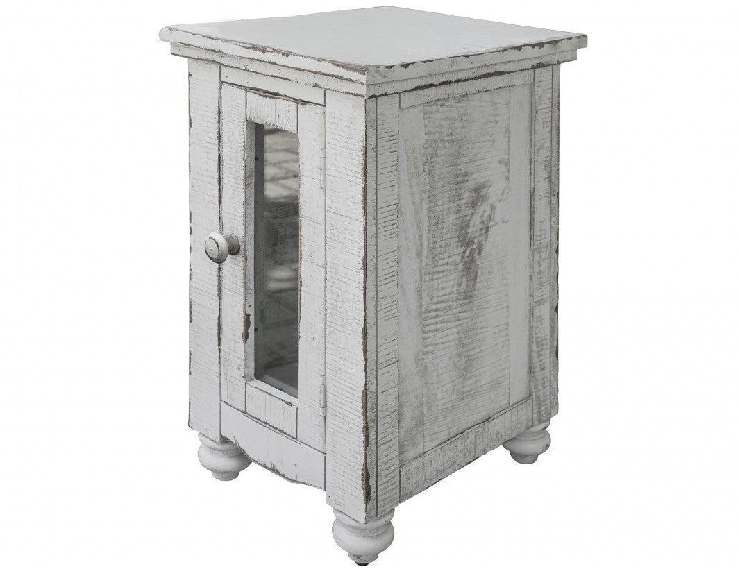 1 Door, Chair Side Table w/ White finish