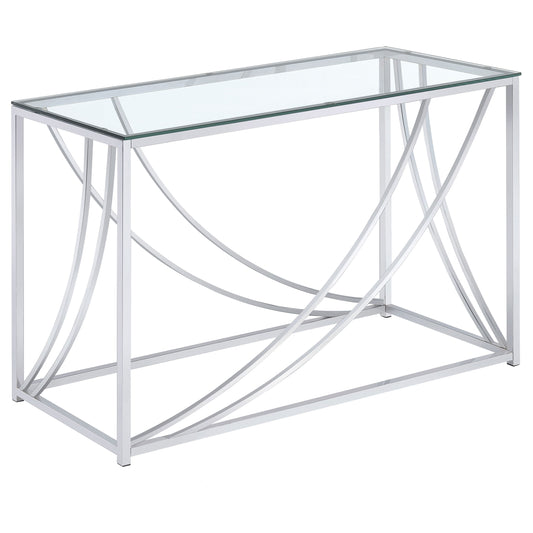 Lille Glass Top Entryway Console Table Accents Chrome
