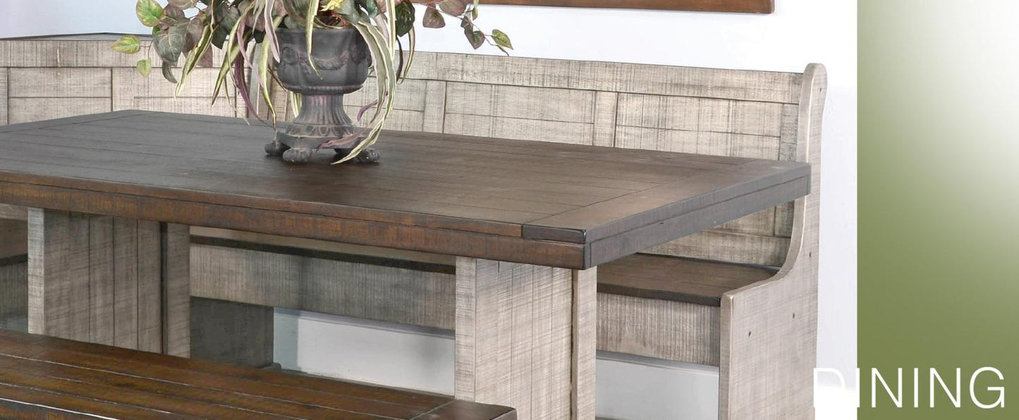 Homestead Hills Long Bench & Corner Back, Wood Seat