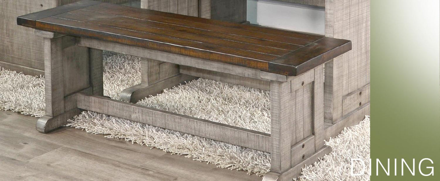 Homestead Hills Long Bench & Corner Back, Wood Seat