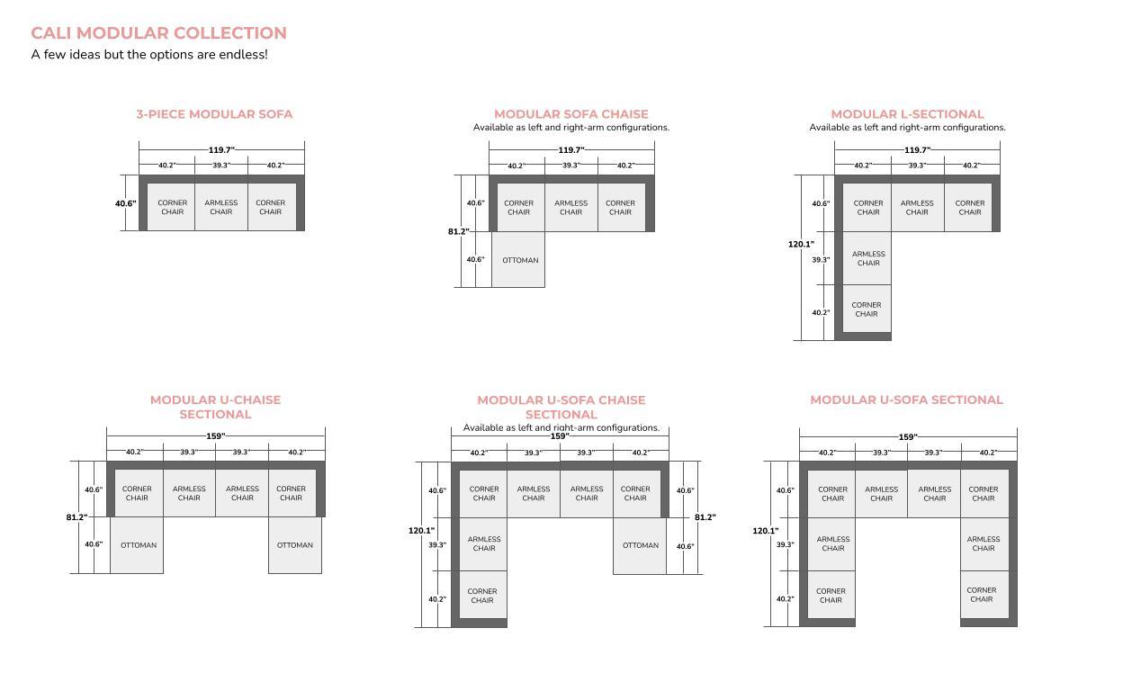 Cali Pearl Modular 4 Piece Sectional
