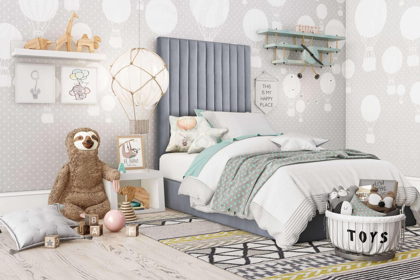 Arabelle Grey Bed in Twin