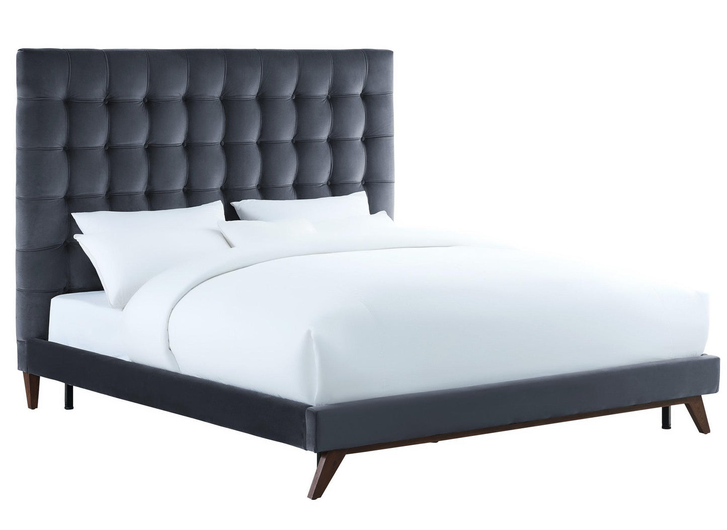 Eden Grey Velvet Bed in Queen