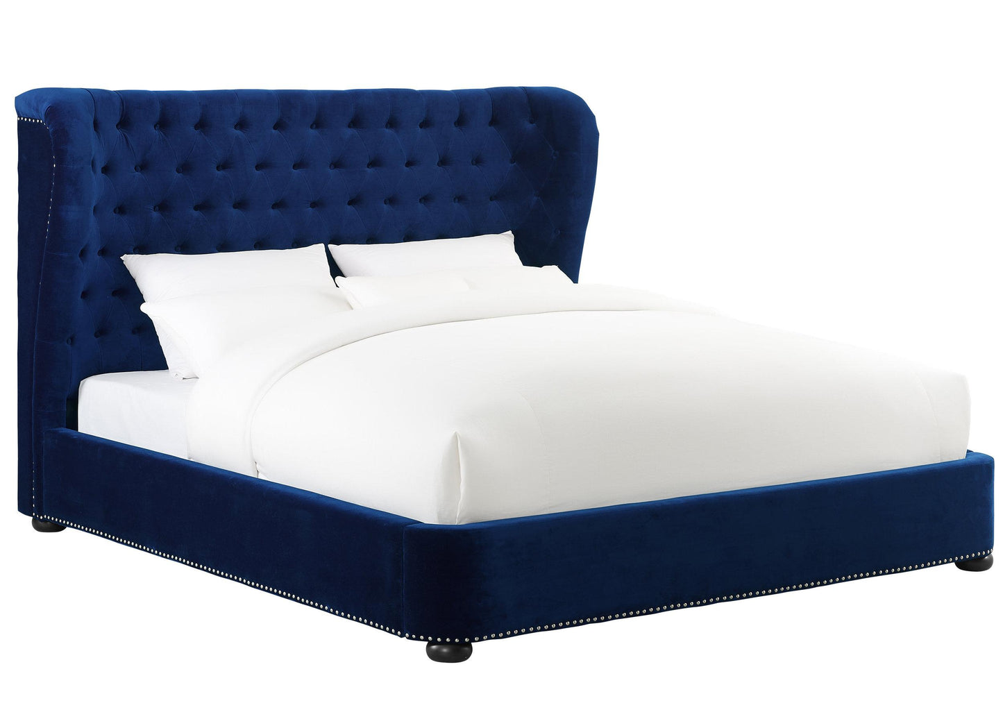 Finley Blue Velvet Bed in King