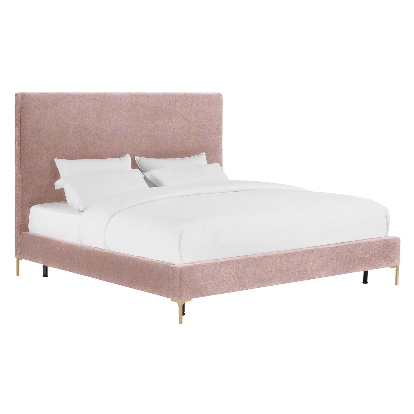 Delilah Blush Textured Velvet Bed in Queen