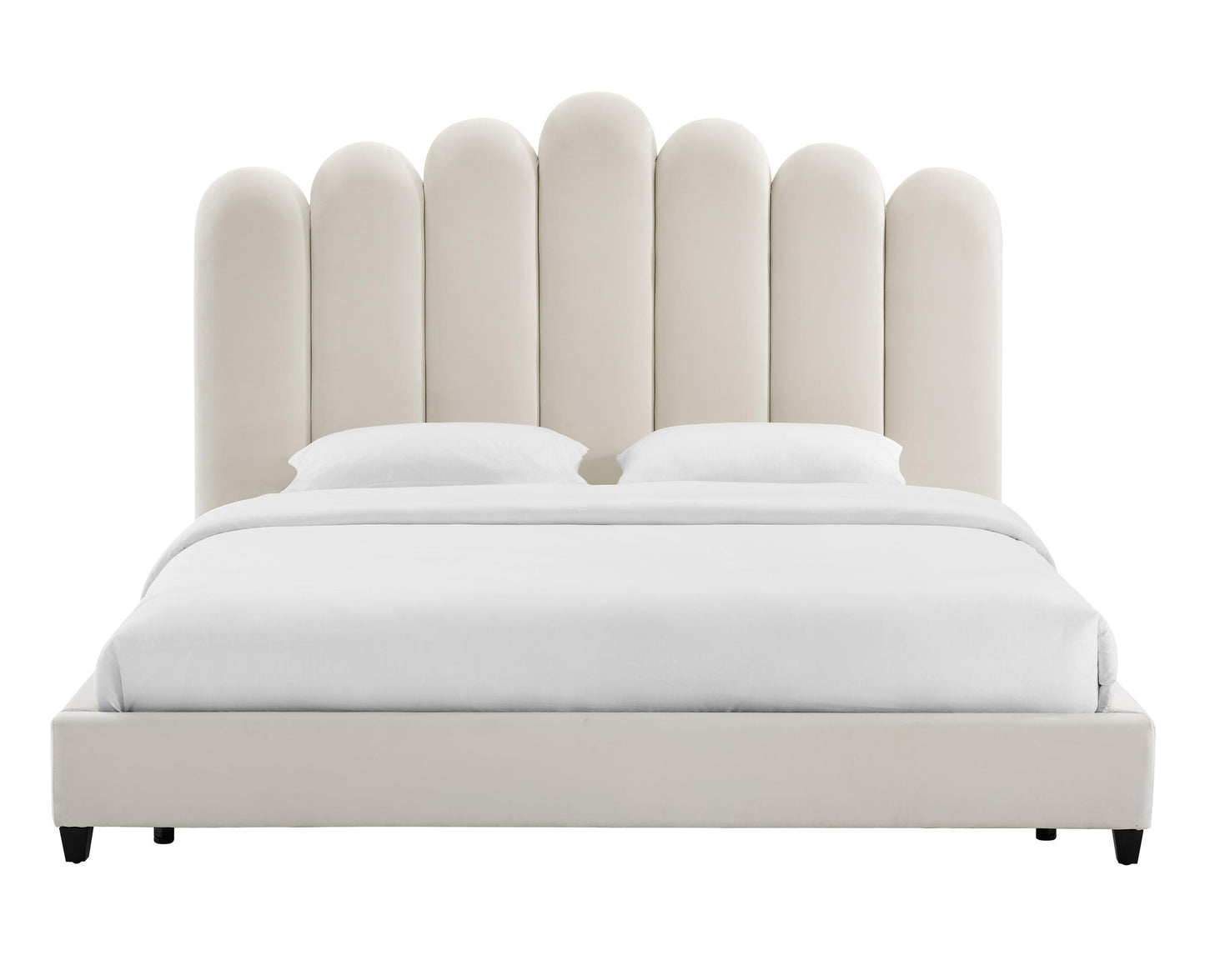 Celine Cream Velvet Bed in Queen by Inspire Me! Home Decor