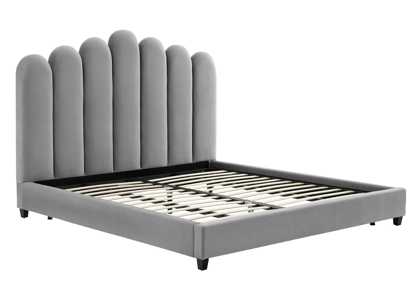 Celine Grey Velvet Bed in King by Inspire Me! Home Decor