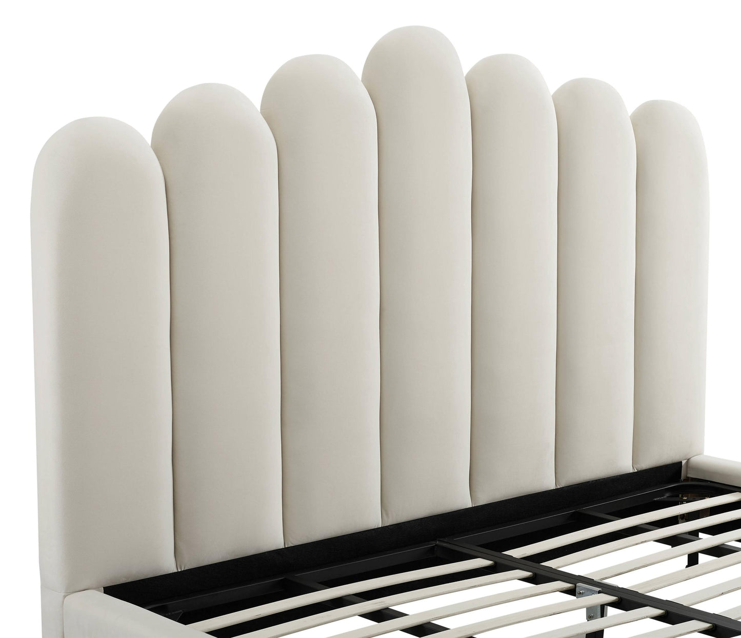 Celine Cream Velvet Bed in King by Inspire Me! Home Decor