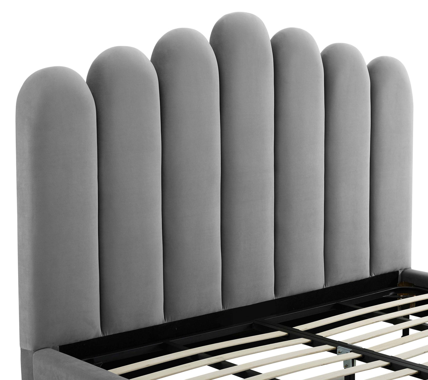 Celine Grey Velvet Bed in King by Inspire Me! Home Decor