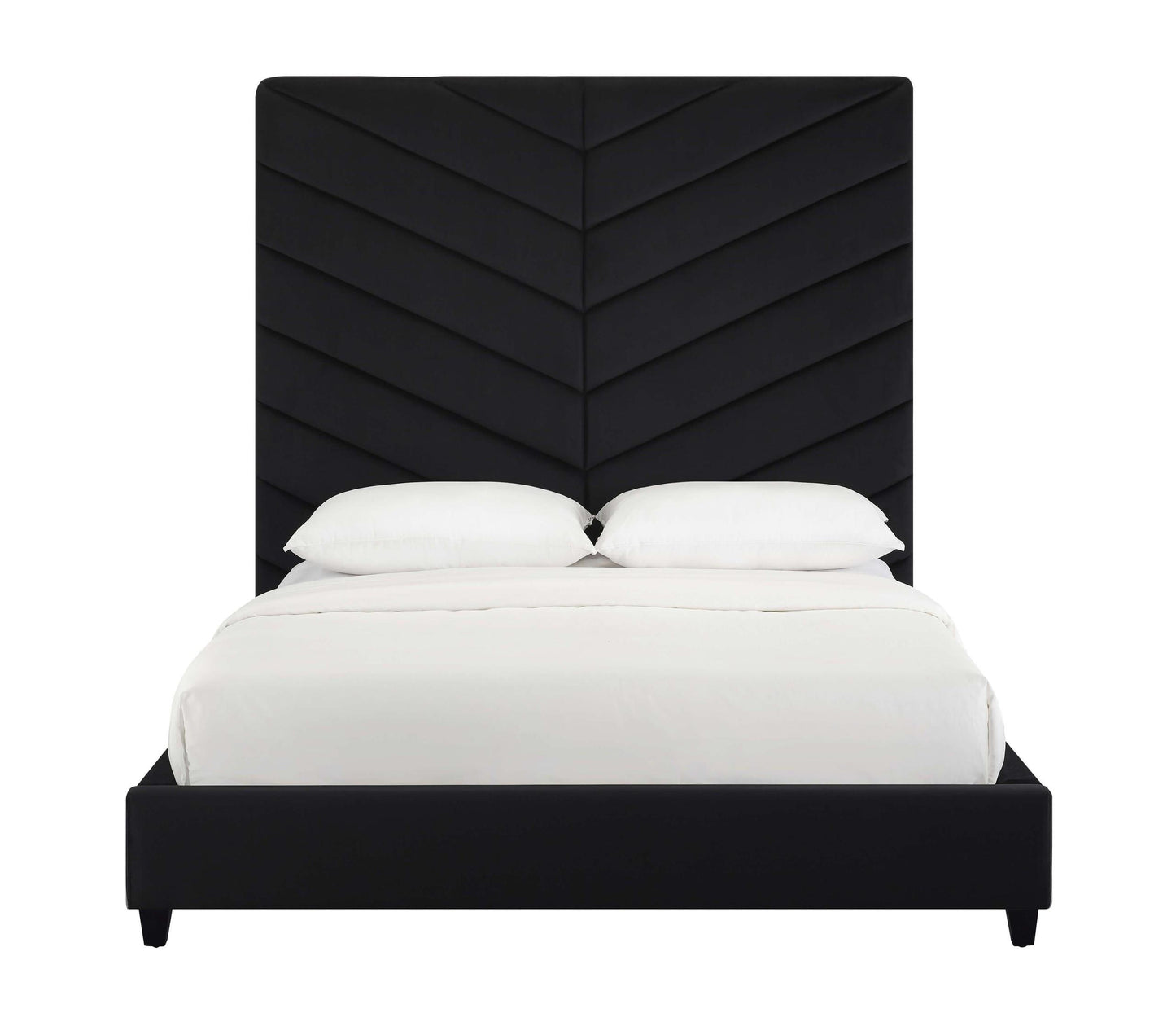 Javan Black Velvet Bed in Queen