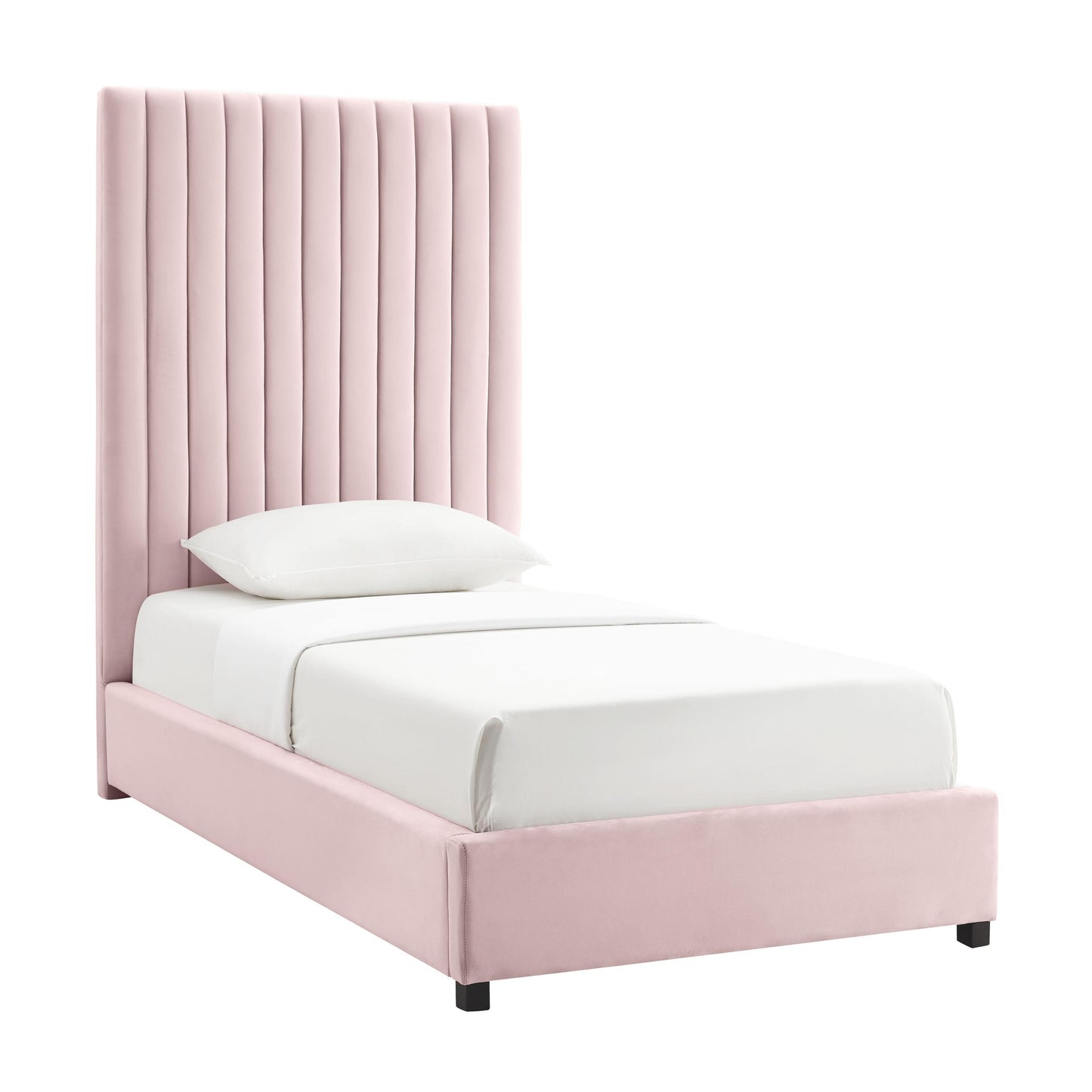 Arabelle Blush Velvet Bed in Twin